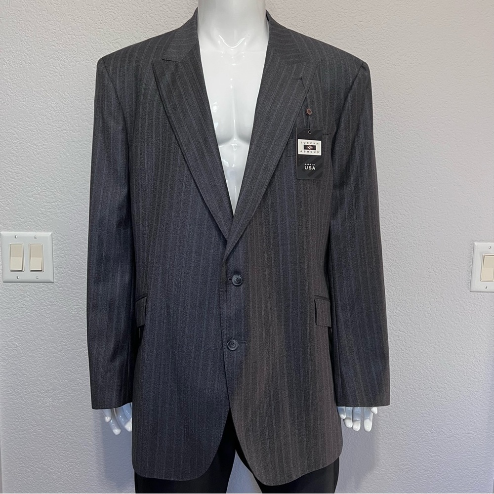 New Joseph Abboud 46L Gray Pinstripe Wool Blazer Super 130s Loro Piana USA made